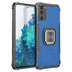 Silikon Hülle Handyhülle und Kunststoff Schutzhülle Hartschalen Tasche mit Magnetisch Fingerring Ständer ZJ2 für Samsung Galaxy S20 FE 5G Blau