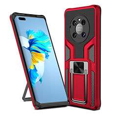 Silikon Hülle Handyhülle und Kunststoff Schutzhülle Hartschalen Tasche mit Magnetisch Fingerring Ständer ZL1 für Huawei Mate 40 Pro Rot