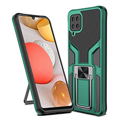 Silikon Hülle Handyhülle und Kunststoff Schutzhülle Hartschalen Tasche mit Magnetisch Fingerring Ständer ZL1 für Samsung Galaxy A12 5G Grün
