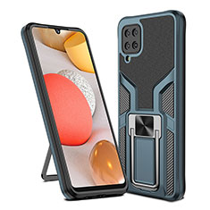 Silikon Hülle Handyhülle und Kunststoff Schutzhülle Hartschalen Tasche mit Magnetisch Fingerring Ständer ZL1 für Samsung Galaxy M12 Cyan
