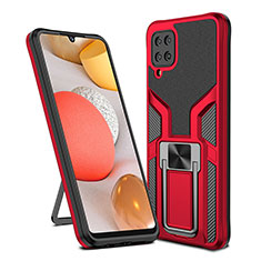 Silikon Hülle Handyhülle und Kunststoff Schutzhülle Hartschalen Tasche mit Magnetisch Fingerring Ständer ZL1 für Samsung Galaxy M12 Rot