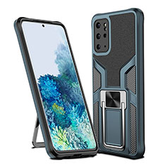 Silikon Hülle Handyhülle und Kunststoff Schutzhülle Hartschalen Tasche mit Magnetisch Fingerring Ständer ZL1 für Samsung Galaxy S20 Plus 5G Cyan