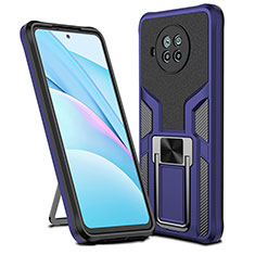 Silikon Hülle Handyhülle und Kunststoff Schutzhülle Hartschalen Tasche mit Magnetisch Fingerring Ständer ZL1 für Xiaomi Mi 10i 5G Blau