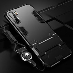 Silikon Hülle Handyhülle und Kunststoff Schutzhülle Hartschalen Tasche mit Magnetisch Ständer A01 für Huawei Mate 40 Lite 5G Schwarz