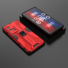 Silikon Hülle Handyhülle und Kunststoff Schutzhülle Hartschalen Tasche mit Magnetisch Ständer A01 für Vivo iQOO 8 Pro 5G Rot