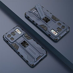 Silikon Hülle Handyhülle und Kunststoff Schutzhülle Hartschalen Tasche mit Magnetisch Ständer A01 für Xiaomi Mi 11 Ultra 5G Blau