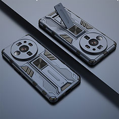 Silikon Hülle Handyhülle und Kunststoff Schutzhülle Hartschalen Tasche mit Magnetisch Ständer A01 für Xiaomi Mi 12 Ultra 5G Blau