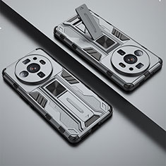 Silikon Hülle Handyhülle und Kunststoff Schutzhülle Hartschalen Tasche mit Magnetisch Ständer A01 für Xiaomi Mi 12S Ultra 5G Grau