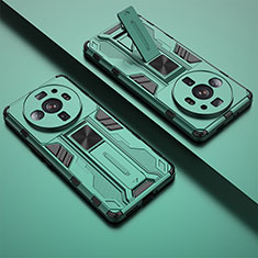 Silikon Hülle Handyhülle und Kunststoff Schutzhülle Hartschalen Tasche mit Magnetisch Ständer A01 für Xiaomi Mi 12S Ultra 5G Grün