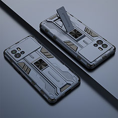 Silikon Hülle Handyhülle und Kunststoff Schutzhülle Hartschalen Tasche mit Magnetisch Ständer A02 für Vivo iQOO 9 Pro 5G Blau