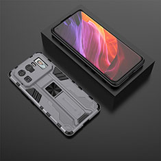 Silikon Hülle Handyhülle und Kunststoff Schutzhülle Hartschalen Tasche mit Magnetisch Ständer A02 für Xiaomi Mi 11 Ultra 5G Grau
