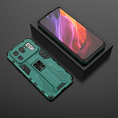 Silikon Hülle Handyhülle und Kunststoff Schutzhülle Hartschalen Tasche mit Magnetisch Ständer A02 für Xiaomi Mi 11 Ultra 5G Grün