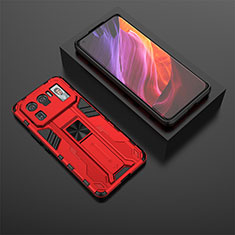 Silikon Hülle Handyhülle und Kunststoff Schutzhülle Hartschalen Tasche mit Magnetisch Ständer A02 für Xiaomi Mi 11 Ultra 5G Rot