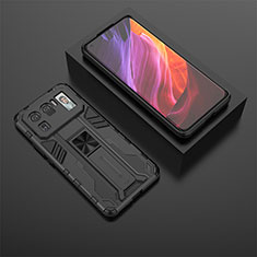 Silikon Hülle Handyhülle und Kunststoff Schutzhülle Hartschalen Tasche mit Magnetisch Ständer A02 für Xiaomi Mi 11 Ultra 5G Schwarz