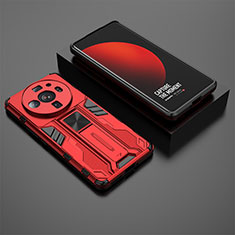 Silikon Hülle Handyhülle und Kunststoff Schutzhülle Hartschalen Tasche mit Magnetisch Ständer A02 für Xiaomi Mi 12S Ultra 5G Rot