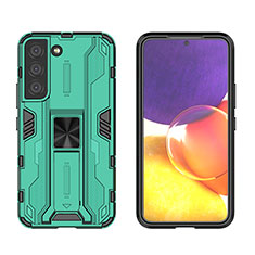 Silikon Hülle Handyhülle und Kunststoff Schutzhülle Hartschalen Tasche mit Magnetisch Ständer A03 für Samsung Galaxy S21 Plus 5G Grün