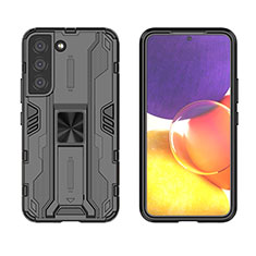 Silikon Hülle Handyhülle und Kunststoff Schutzhülle Hartschalen Tasche mit Magnetisch Ständer A03 für Samsung Galaxy S22 5G Schwarz