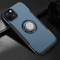 Silikon Hülle Handyhülle und Kunststoff Schutzhülle Hartschalen Tasche mit Magnetisch Ständer A08 für Apple iPhone 13 Mini Hellblau