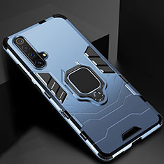 Silikon Hülle Handyhülle und Kunststoff Schutzhülle Hartschalen Tasche mit Magnetisch Ständer für Realme X50 5G Blau
