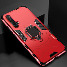 Silikon Hülle Handyhülle und Kunststoff Schutzhülle Hartschalen Tasche mit Magnetisch Ständer für Realme X50 5G Rot