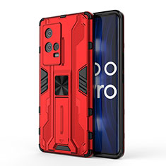 Silikon Hülle Handyhülle und Kunststoff Schutzhülle Hartschalen Tasche mit Magnetisch Ständer für Vivo iQOO 8 Pro 5G Rot