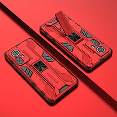 Silikon Hülle Handyhülle und Kunststoff Schutzhülle Hartschalen Tasche mit Magnetisch Ständer für Xiaomi Mi 12 Pro 5G Rot
