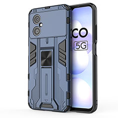 Silikon Hülle Handyhülle und Kunststoff Schutzhülle Hartschalen Tasche mit Magnetisch Ständer KC1 für Xiaomi Redmi Note 11R 5G Blau