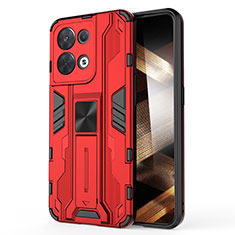 Silikon Hülle Handyhülle und Kunststoff Schutzhülle Hartschalen Tasche mit Magnetisch Ständer KC1 für Xiaomi Redmi Note 13 Pro 5G Rot