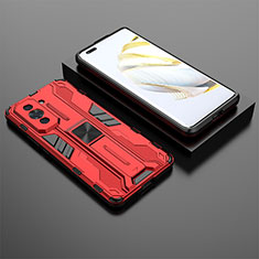 Silikon Hülle Handyhülle und Kunststoff Schutzhülle Hartschalen Tasche mit Magnetisch Ständer KC2 für Huawei Nova 10 Pro Rot