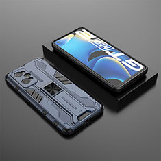 Silikon Hülle Handyhülle und Kunststoff Schutzhülle Hartschalen Tasche mit Magnetisch Ständer KC2 für Realme GT Neo 3T 5G Blau