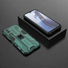 Silikon Hülle Handyhülle und Kunststoff Schutzhülle Hartschalen Tasche mit Magnetisch Ständer KC2 für Vivo Y75s 5G Grün