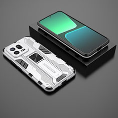 Silikon Hülle Handyhülle und Kunststoff Schutzhülle Hartschalen Tasche mit Magnetisch Ständer KC2 für Xiaomi Mi 13 5G Weiß