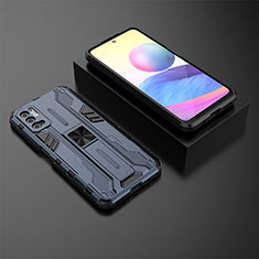 Silikon Hülle Handyhülle und Kunststoff Schutzhülle Hartschalen Tasche mit Magnetisch Ständer KC2 für Xiaomi POCO M3 Pro 5G Blau