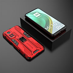 Silikon Hülle Handyhülle und Kunststoff Schutzhülle Hartschalen Tasche mit Magnetisch Ständer KC2 für Xiaomi Redmi K30S 5G Rot