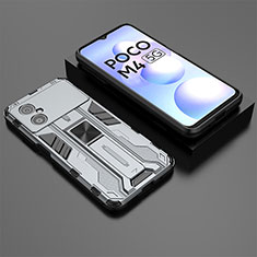 Silikon Hülle Handyhülle und Kunststoff Schutzhülle Hartschalen Tasche mit Magnetisch Ständer KC2 für Xiaomi Redmi Note 11R 5G Grau