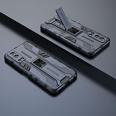 Silikon Hülle Handyhülle und Kunststoff Schutzhülle Hartschalen Tasche mit Magnetisch Ständer KC3 für Vivo Y75s 5G Blau