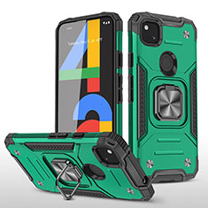 Silikon Hülle Handyhülle und Kunststoff Schutzhülle Hartschalen Tasche mit Magnetisch Ständer MQ1 für Google Pixel 4a Nachtgrün