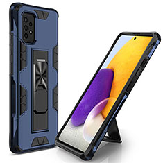 Silikon Hülle Handyhülle und Kunststoff Schutzhülle Hartschalen Tasche mit Magnetisch Ständer MQ1 für Samsung Galaxy A52s 5G Blau
