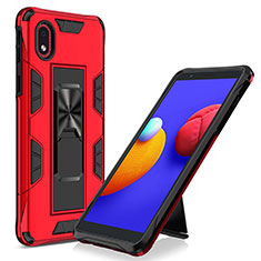 Silikon Hülle Handyhülle und Kunststoff Schutzhülle Hartschalen Tasche mit Magnetisch Ständer MQ1 für Samsung Galaxy M01 Core Rot