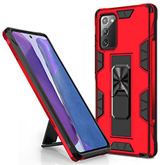 Silikon Hülle Handyhülle und Kunststoff Schutzhülle Hartschalen Tasche mit Magnetisch Ständer MQ1 für Samsung Galaxy Note 20 5G Rot