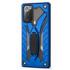 Silikon Hülle Handyhülle und Kunststoff Schutzhülle Hartschalen Tasche mit Magnetisch Ständer N03 für Samsung Galaxy Note 20 5G Blau