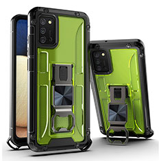 Silikon Hülle Handyhülle und Kunststoff Schutzhülle Hartschalen Tasche mit Magnetisch Ständer Q01W für Samsung Galaxy M02s Grün