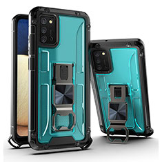 Silikon Hülle Handyhülle und Kunststoff Schutzhülle Hartschalen Tasche mit Magnetisch Ständer Q01W für Samsung Galaxy M02s Hellblau