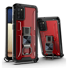 Silikon Hülle Handyhülle und Kunststoff Schutzhülle Hartschalen Tasche mit Magnetisch Ständer Q01W für Samsung Galaxy M02s Rot