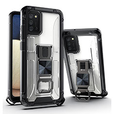 Silikon Hülle Handyhülle und Kunststoff Schutzhülle Hartschalen Tasche mit Magnetisch Ständer Q01W für Samsung Galaxy M02s Weiß