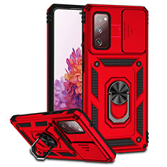 Silikon Hülle Handyhülle und Kunststoff Schutzhülle Hartschalen Tasche mit Magnetisch Ständer Q01W für Samsung Galaxy S20 FE (2022) 5G Rot