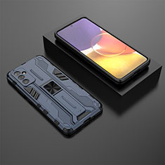 Silikon Hülle Handyhülle und Kunststoff Schutzhülle Hartschalen Tasche mit Magnetisch Ständer T01 für Samsung Galaxy A05s Blau