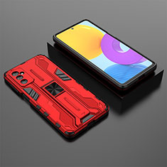 Silikon Hülle Handyhülle und Kunststoff Schutzhülle Hartschalen Tasche mit Magnetisch Ständer T01 für Samsung Galaxy M52 5G Rot