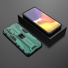 Silikon Hülle Handyhülle und Kunststoff Schutzhülle Hartschalen Tasche mit Magnetisch Ständer T01 für Samsung Galaxy Quantum2 5G Grün