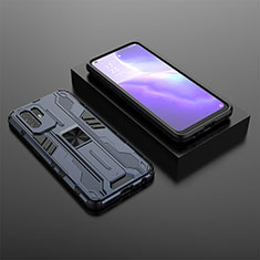 Silikon Hülle Handyhülle und Kunststoff Schutzhülle Hartschalen Tasche mit Magnetisch Ständer T02 für Oppo A94 5G Blau
